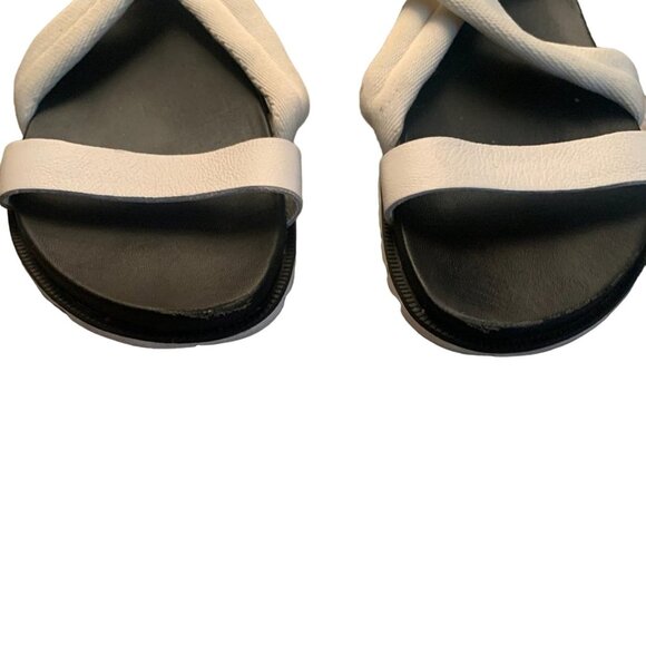 SOREL WOMEN'S ROAMING DECON LEATHER PLATFORM SANDALS SEA SALT WHITE 6.5-NICE! - Picture 4 of 9